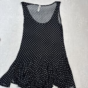 Zinna Black White Polka Dot Flounce Hem Tank Top Size Small